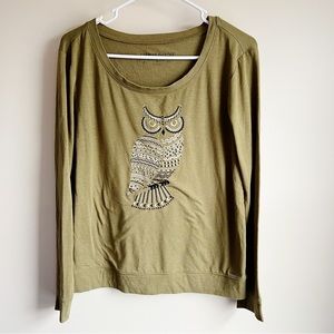 Life is Good Owl Embroidered Graphic Sweatshirt Pullover